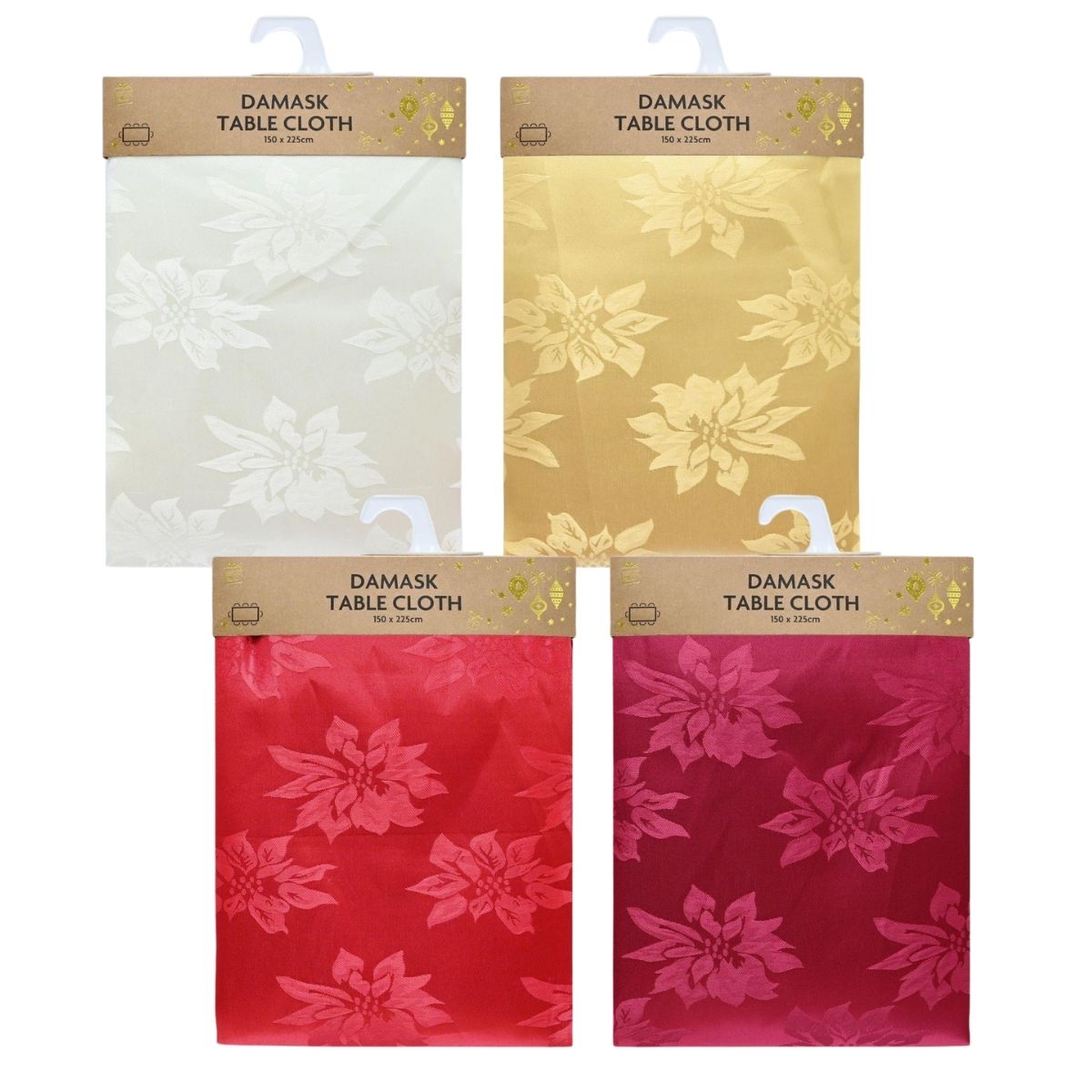Christmas Table Cloth Damask 150x225cm Assorted
