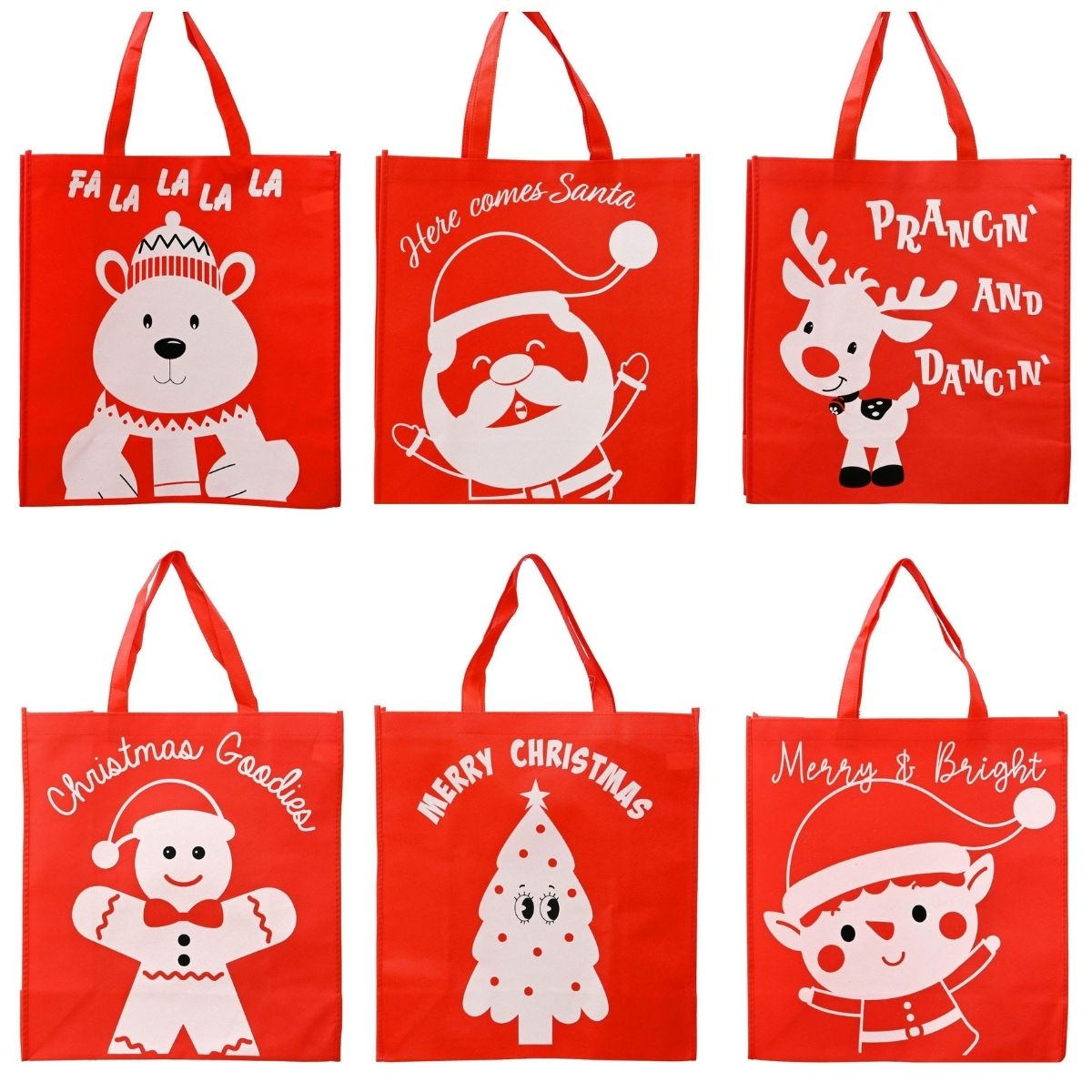 Christmas Shopper Bag Non-Woven Character Print Assorted - affordable Christmas decoration NZ