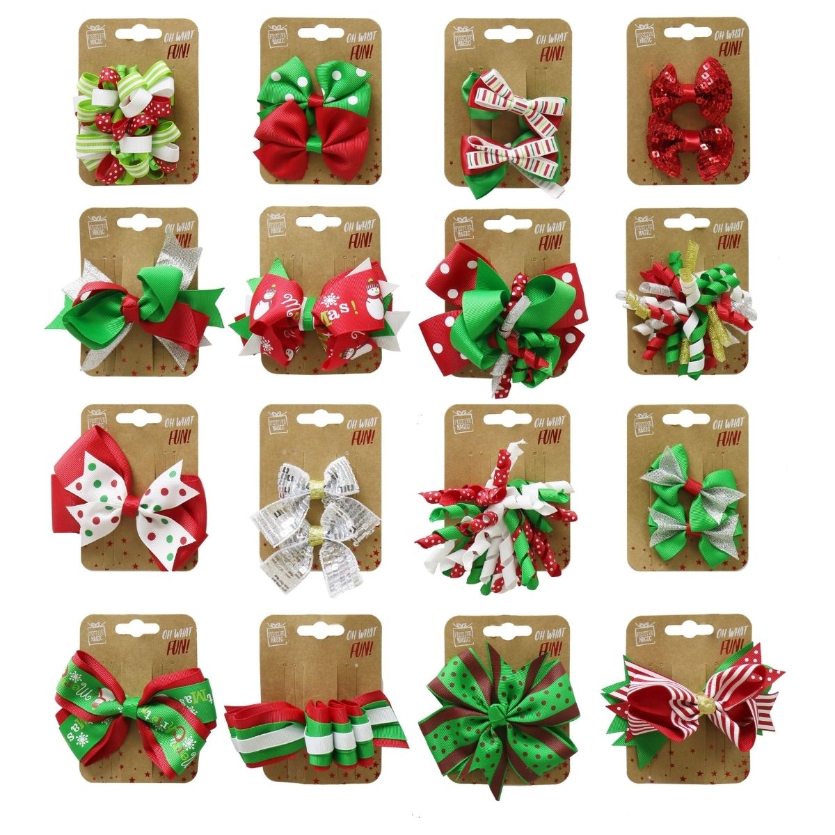 Christmas Hair Clip Ribbon Bows Mega Mix