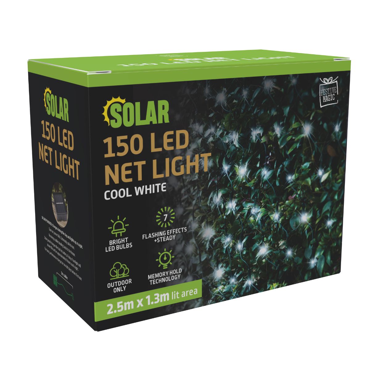 Solar LED Net Lights 150 Cool White