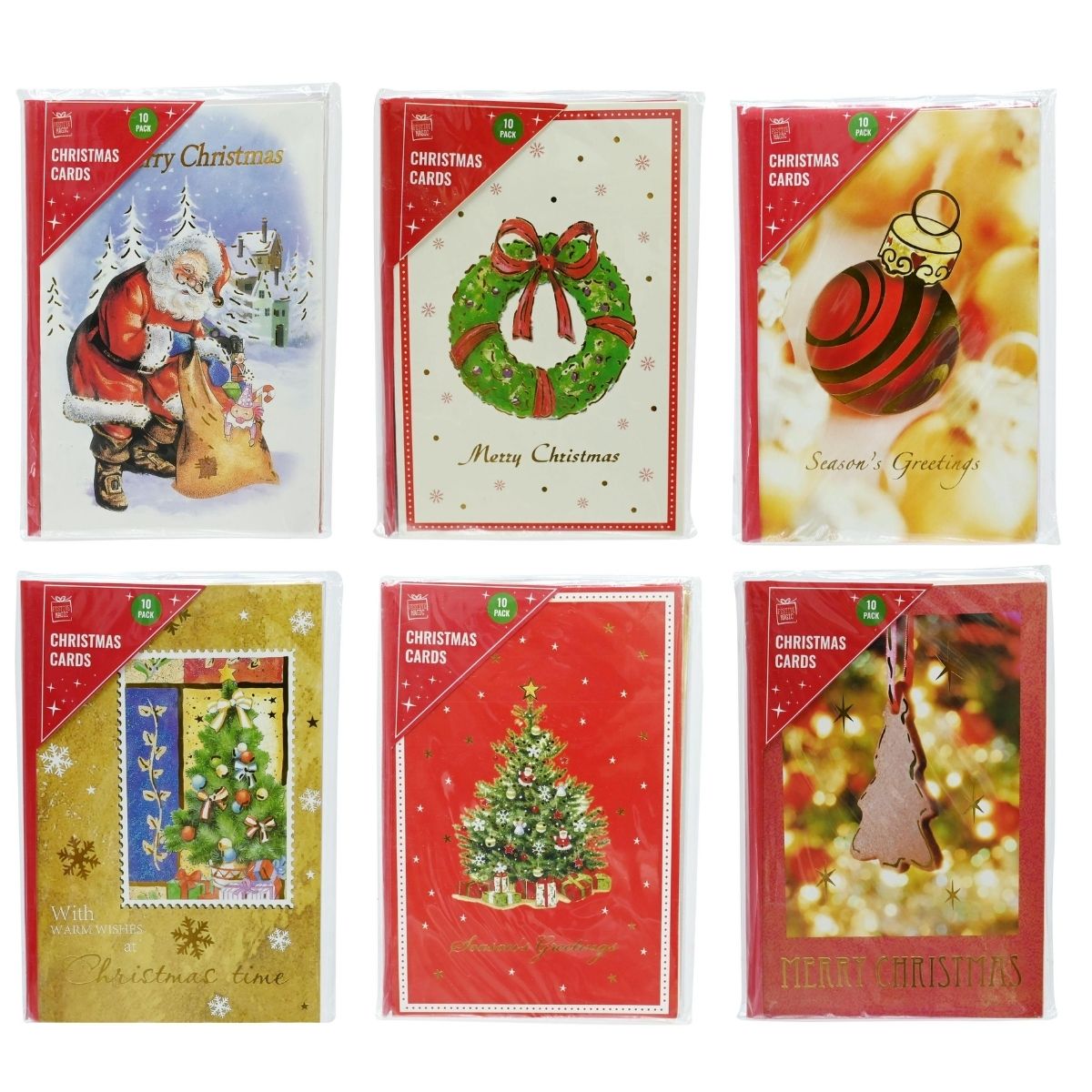 Christmas Cards Foil Traditional 10pk - affordable Christmas decoration NZ