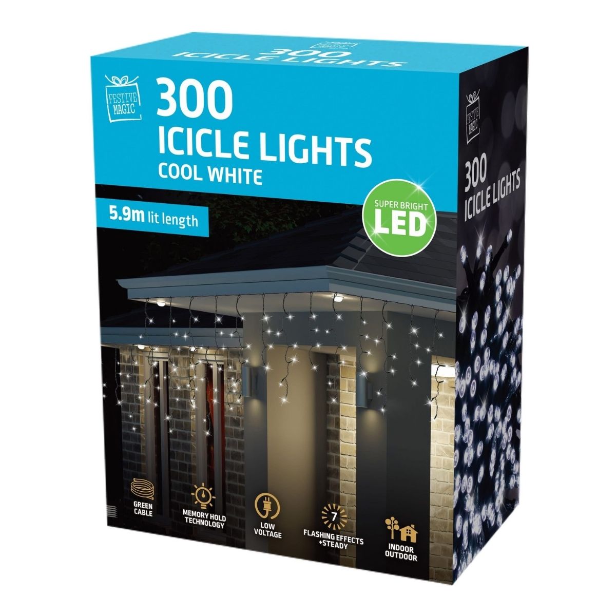 Christmas LED Icicles Flashing 300 Cool White - Christmas Collective NZ