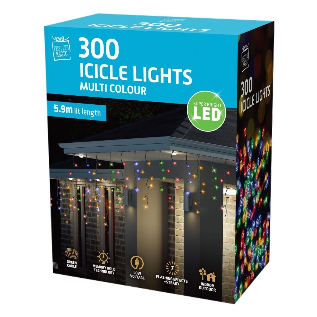 Christmas LED Icicles Flashing 300 Multi Colour - Christmas Collective NZ