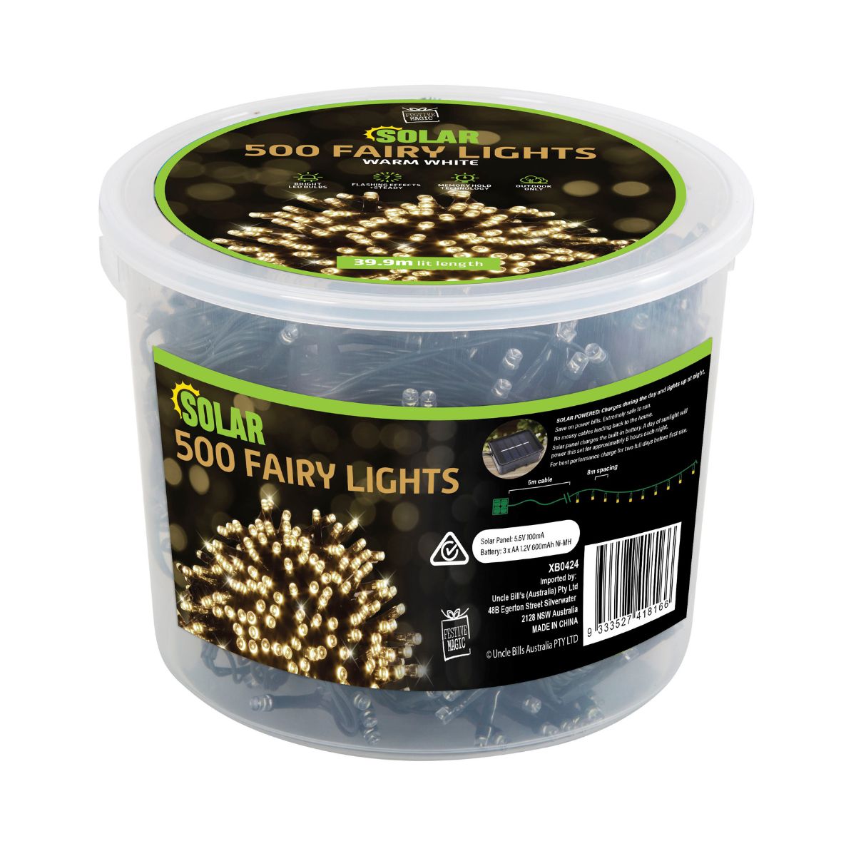Solar LED Fairy Lights 500 Warm White