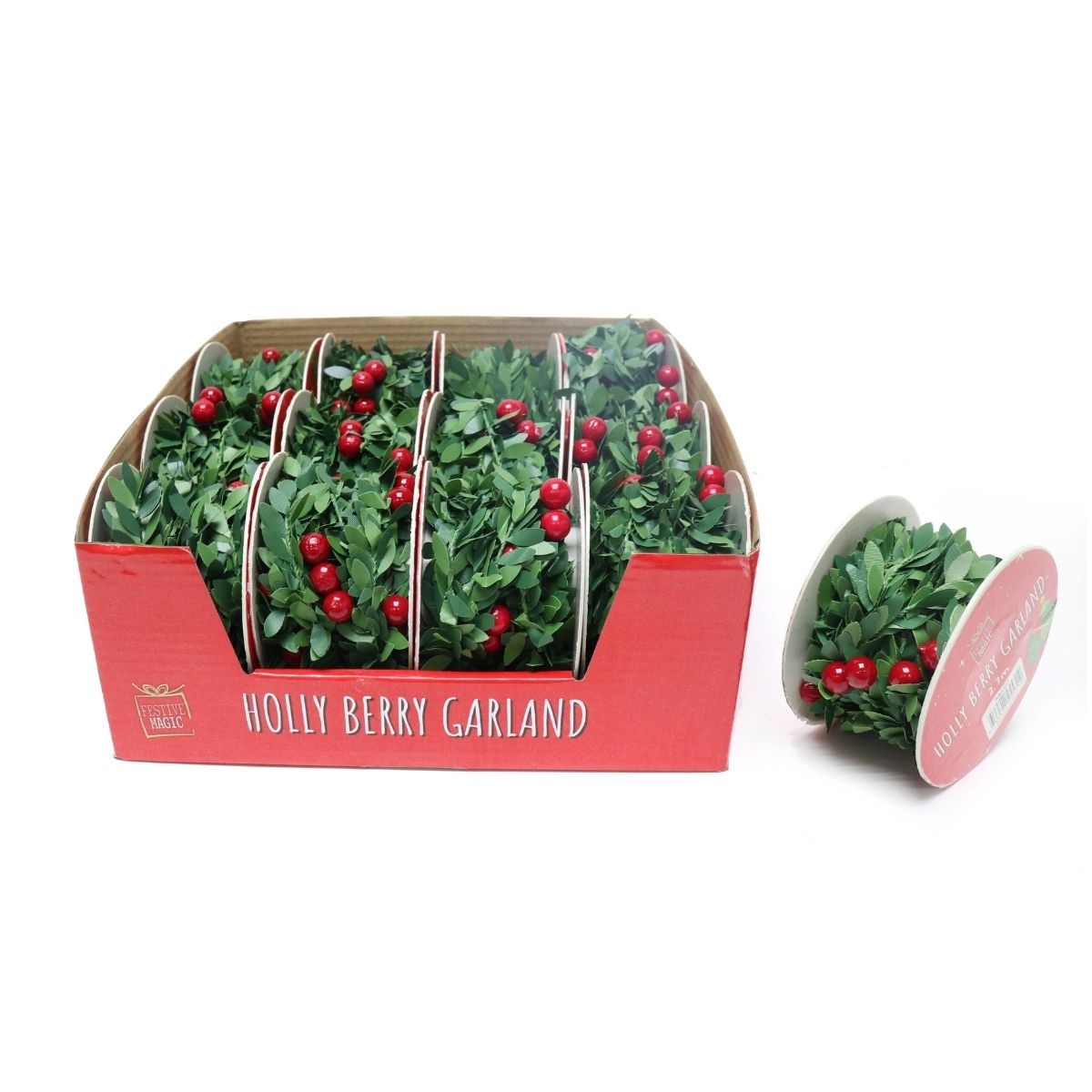 Christmas Holly & Berries Garland 2.7m Christmas decoration