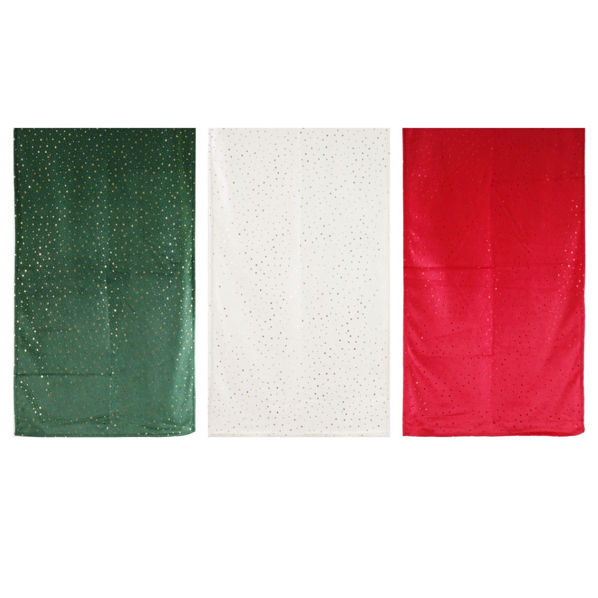 Christmas Runner Velveteen Foil Stars 180cm Assorted