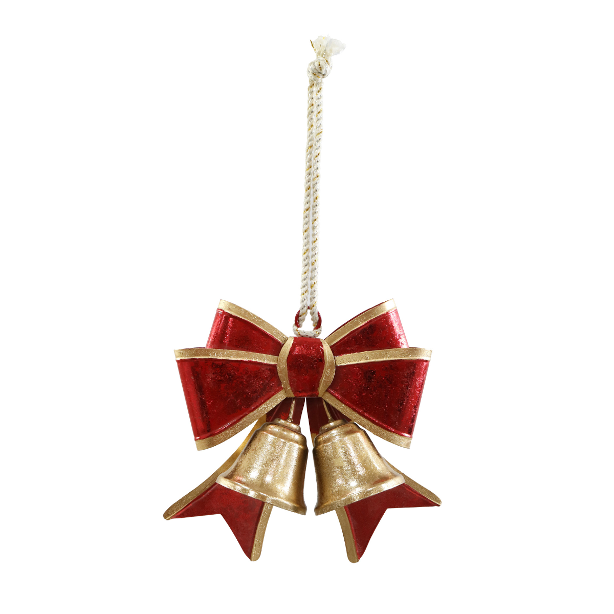 Metal Bow with Bells Red & Gold