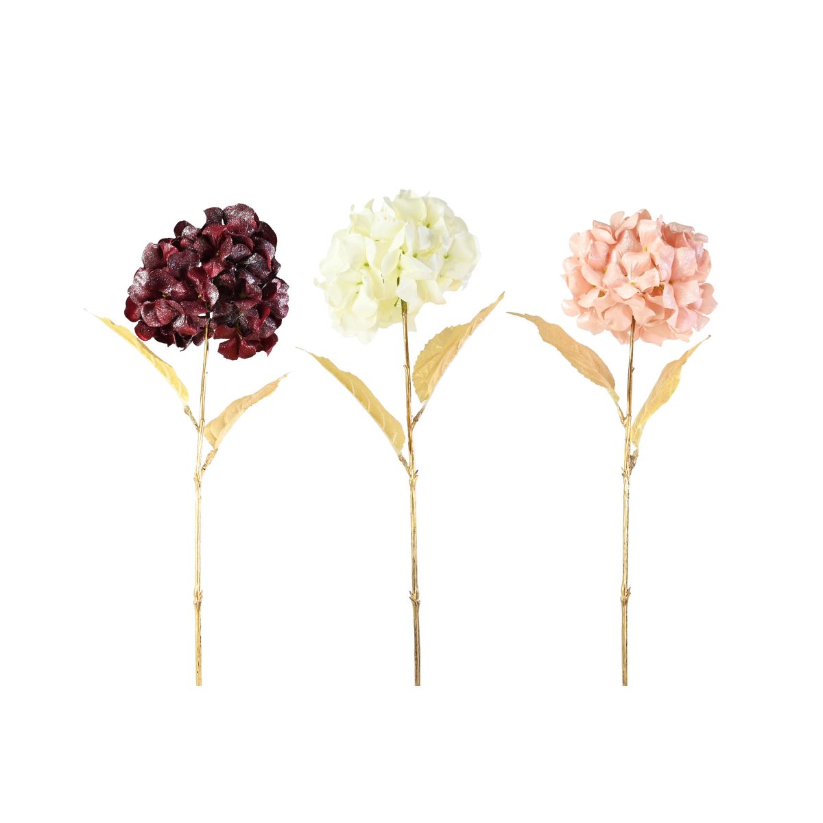 Iced Hydrangea Gold Stem 63cm Assorted