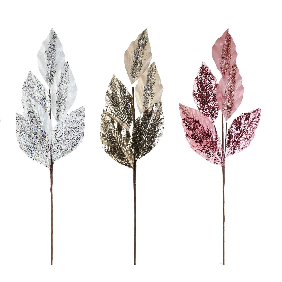 Metallic Mesh Leaf Pick 70cm Assorted