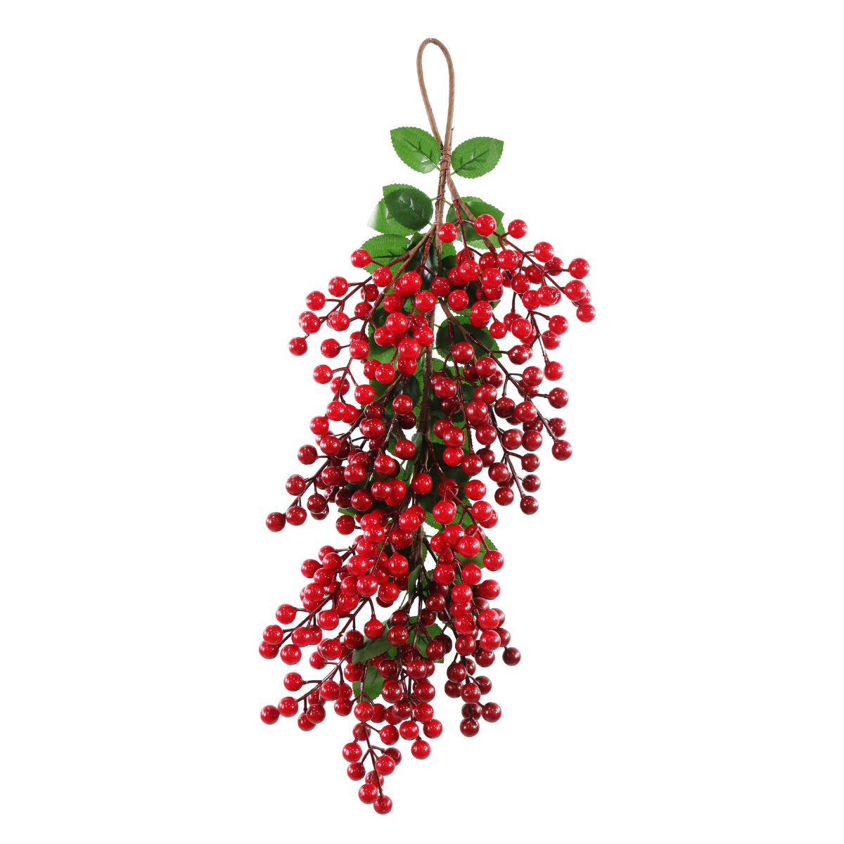 Glossy Red Berry Leaf Hanger 54cm
