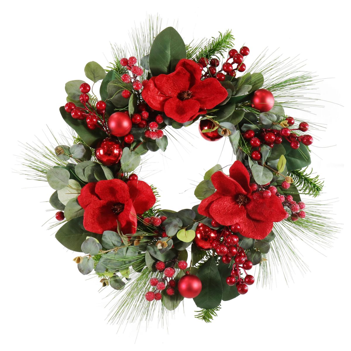 Christmas Magnolia Berry Wreath 52cm