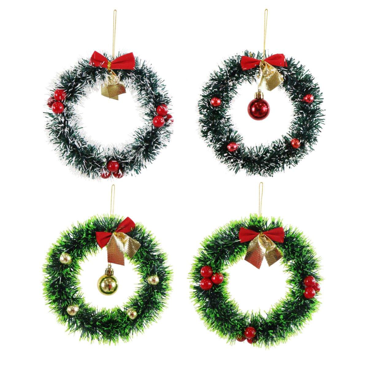 Christmas Tinsel Hanging Mini Wreath 16cm