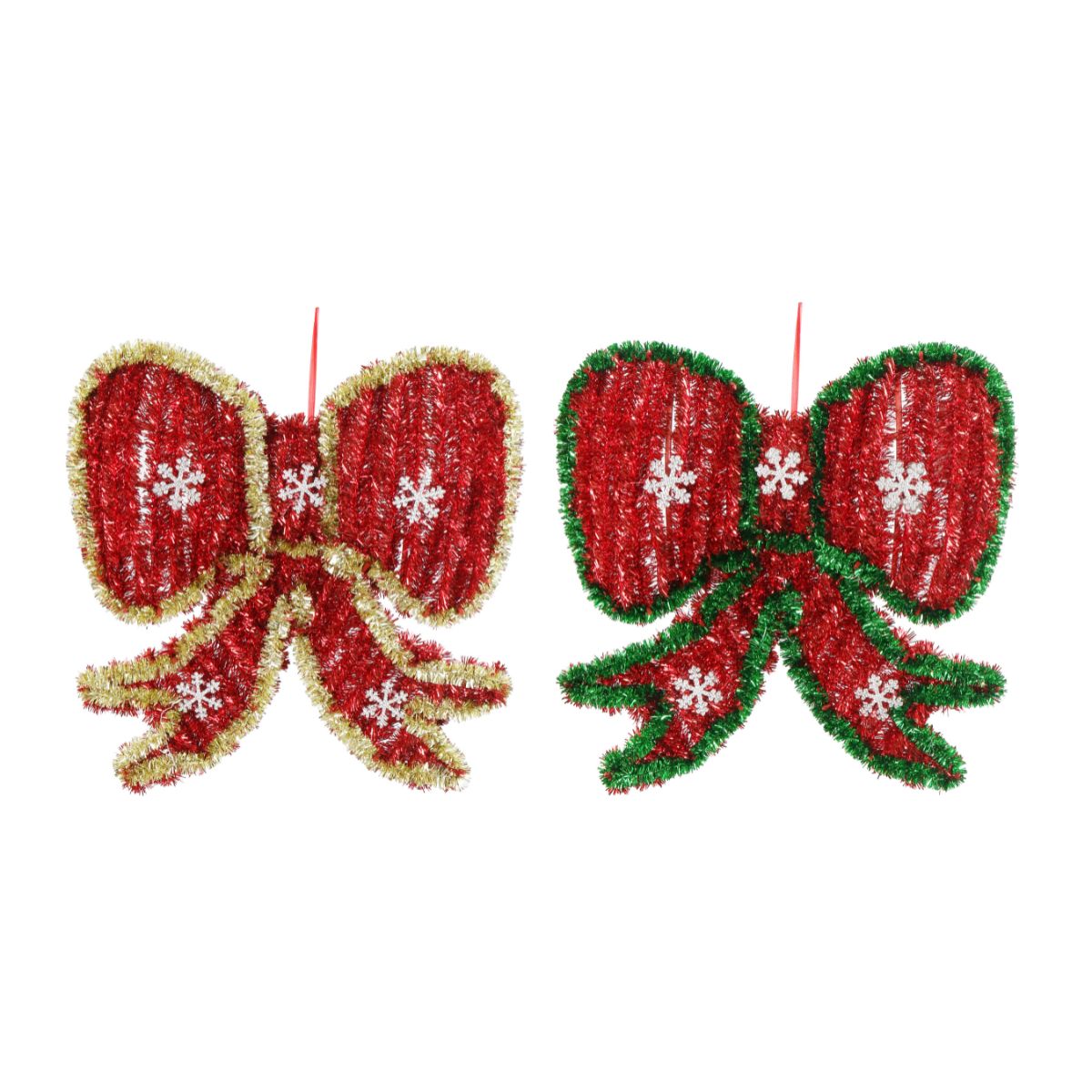 Christmas Tinsel Hanging Bow Assorted