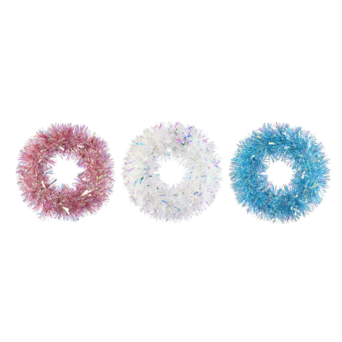 Christmas Tinsel Wreath Iridescent 30cm Assorted