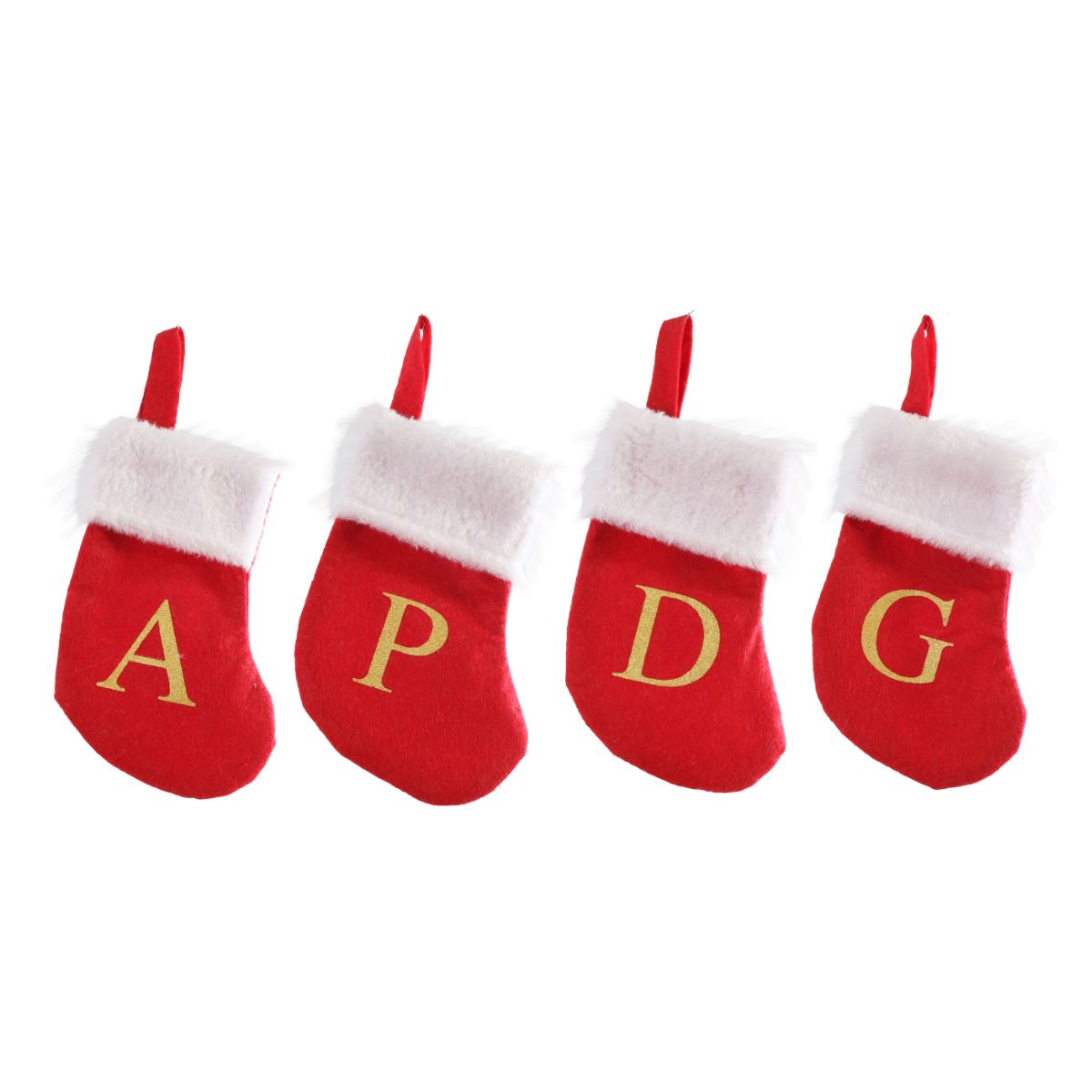 Christmas Alphabet Mini Stocking Gold Foil 16cm Assorted