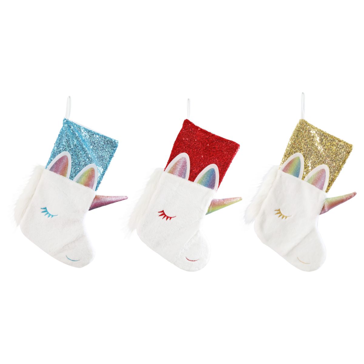 Christmas Unicorn Stocking 44cm Assorted