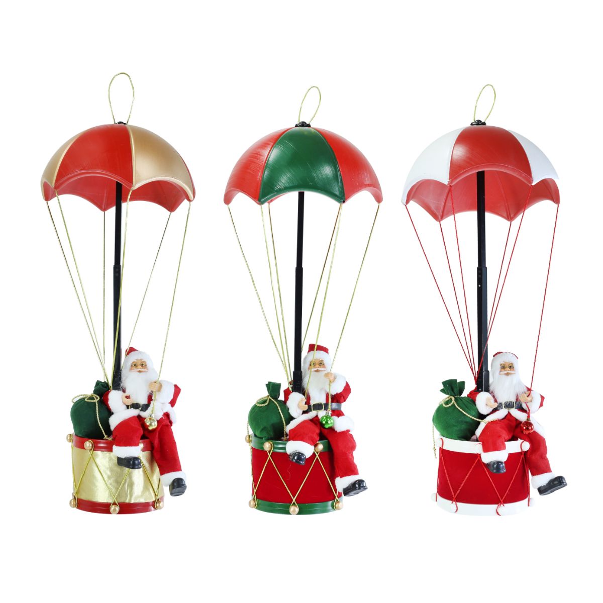 Christmas Parachute Santa with Drum 80cm Assorted