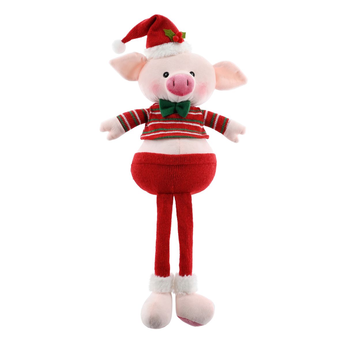 Christmas Piggie Shelf Sit Dangly Leg 56cm Assorted