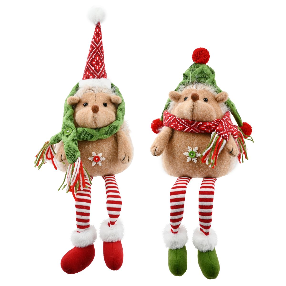 Christmas Festive Hedgehog Shelf Sit Dangly Leg 45cm Assorted