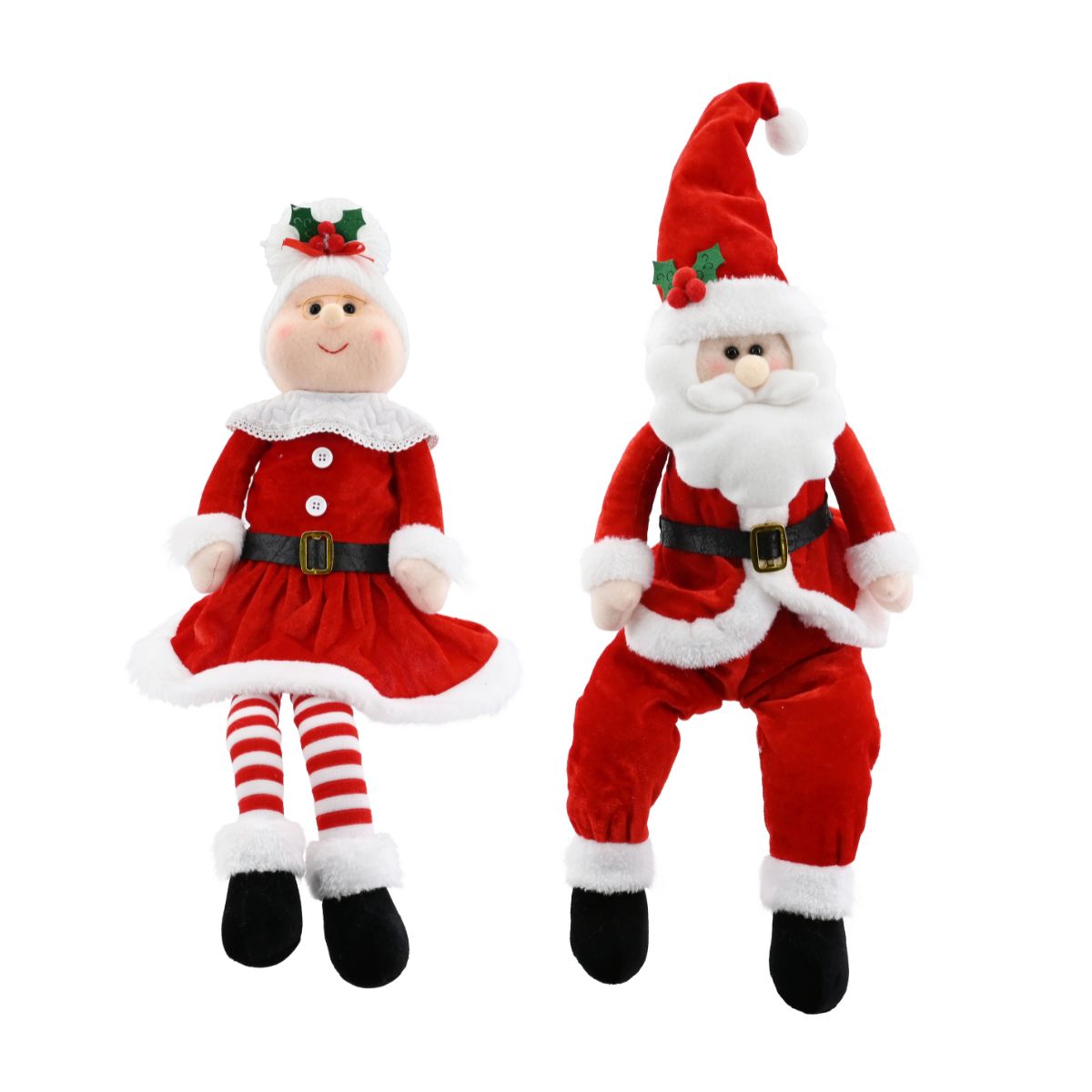 Christmas Mr/mrs Claus Shelf Sit 60cm Assorted