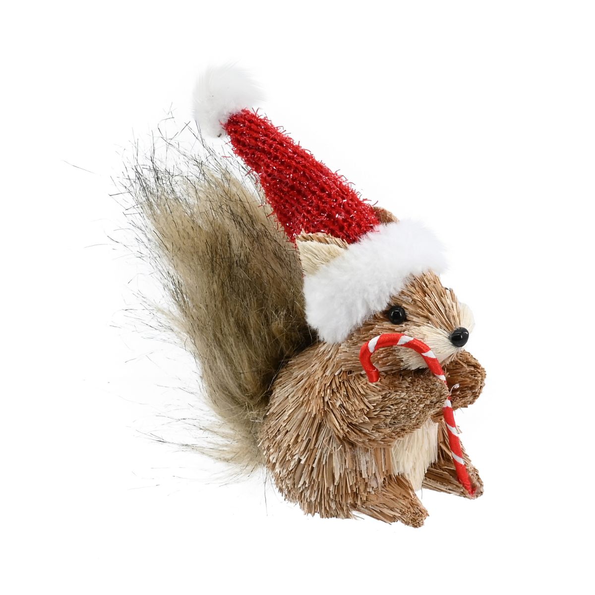 Christmas Sisal Mini Squirrel with Candy Cane
