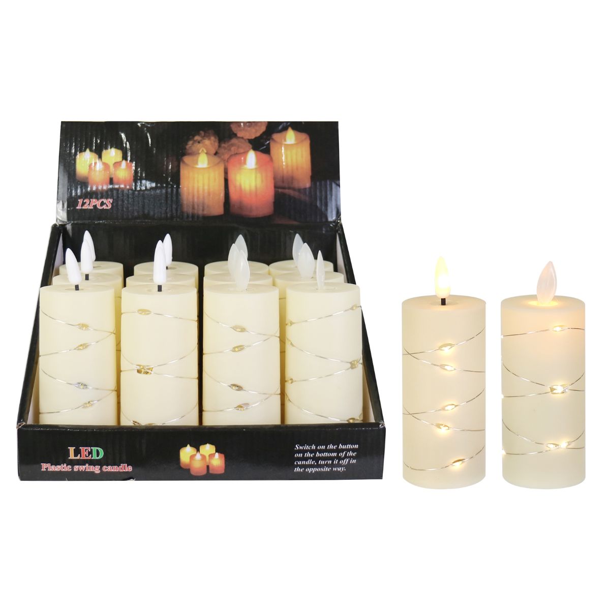 LED Micro Wire Flicker Candle B/op