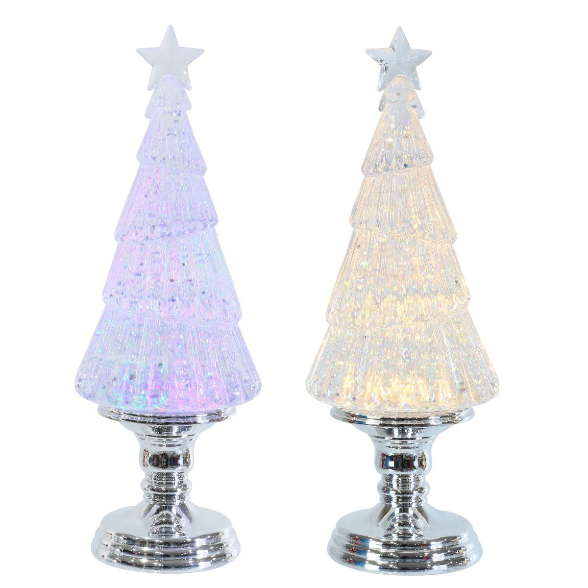 Christmas Glitter Swirl Chrome Tree Timer 26cm Assorted