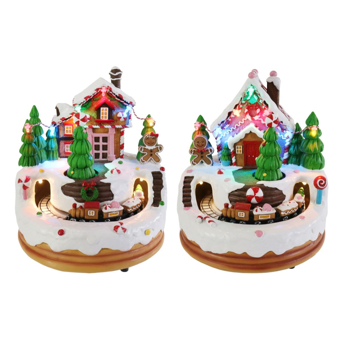 Christmas LED Musical Gingerbread Village with Train USB Assorted