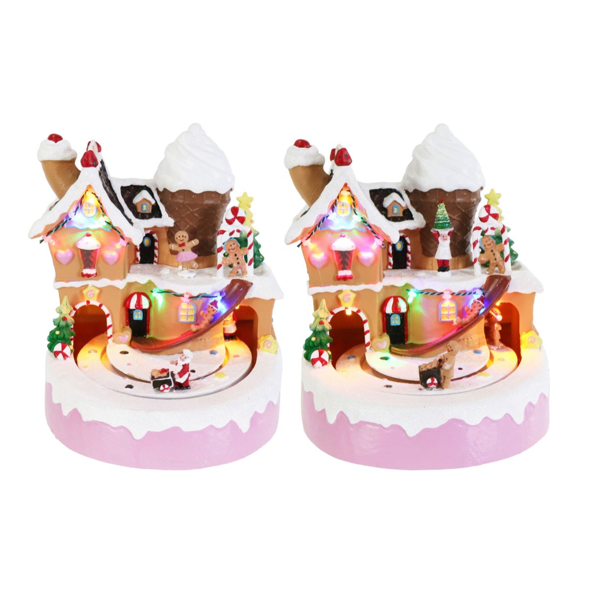 Christmas LED Musical Pink Gingerbread Scene USB Assorted