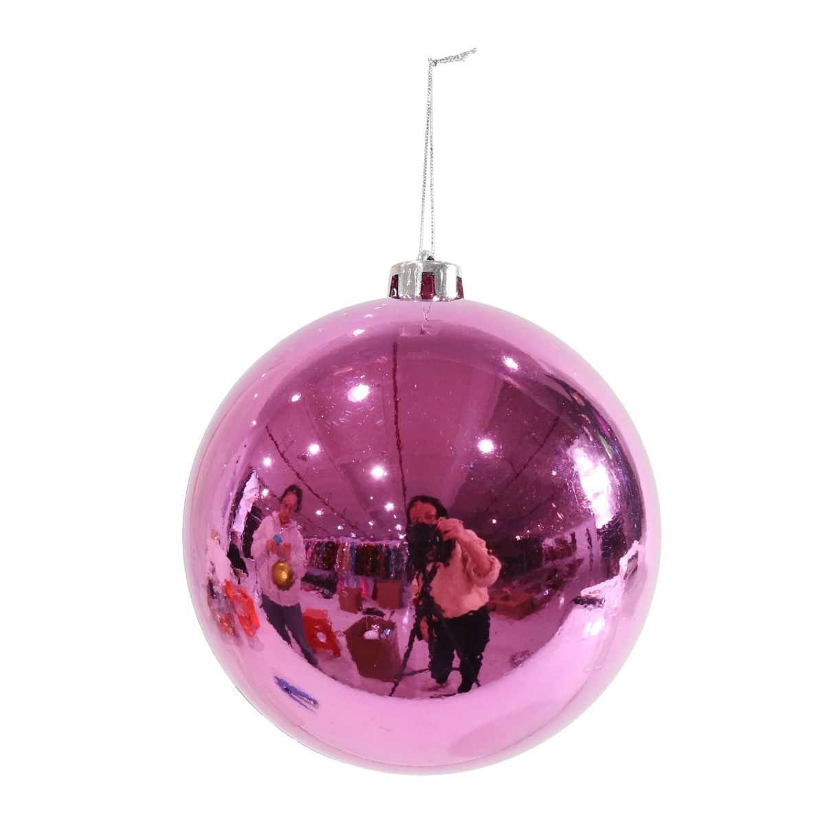 Christmas Bauble Shiny 15cm Hot Pink