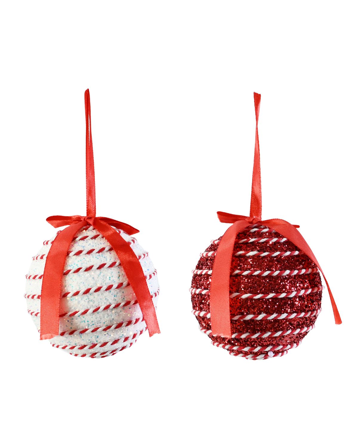 Christmas Candycane Rope Bauble 10cm Assorted