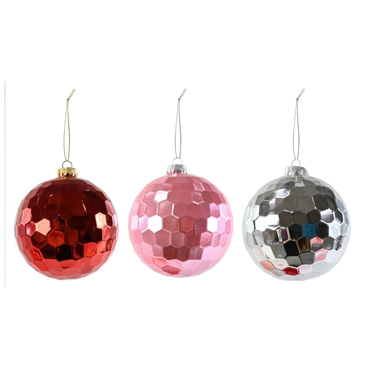 Christmas Shiny Hex Bauble 12cm Assorted