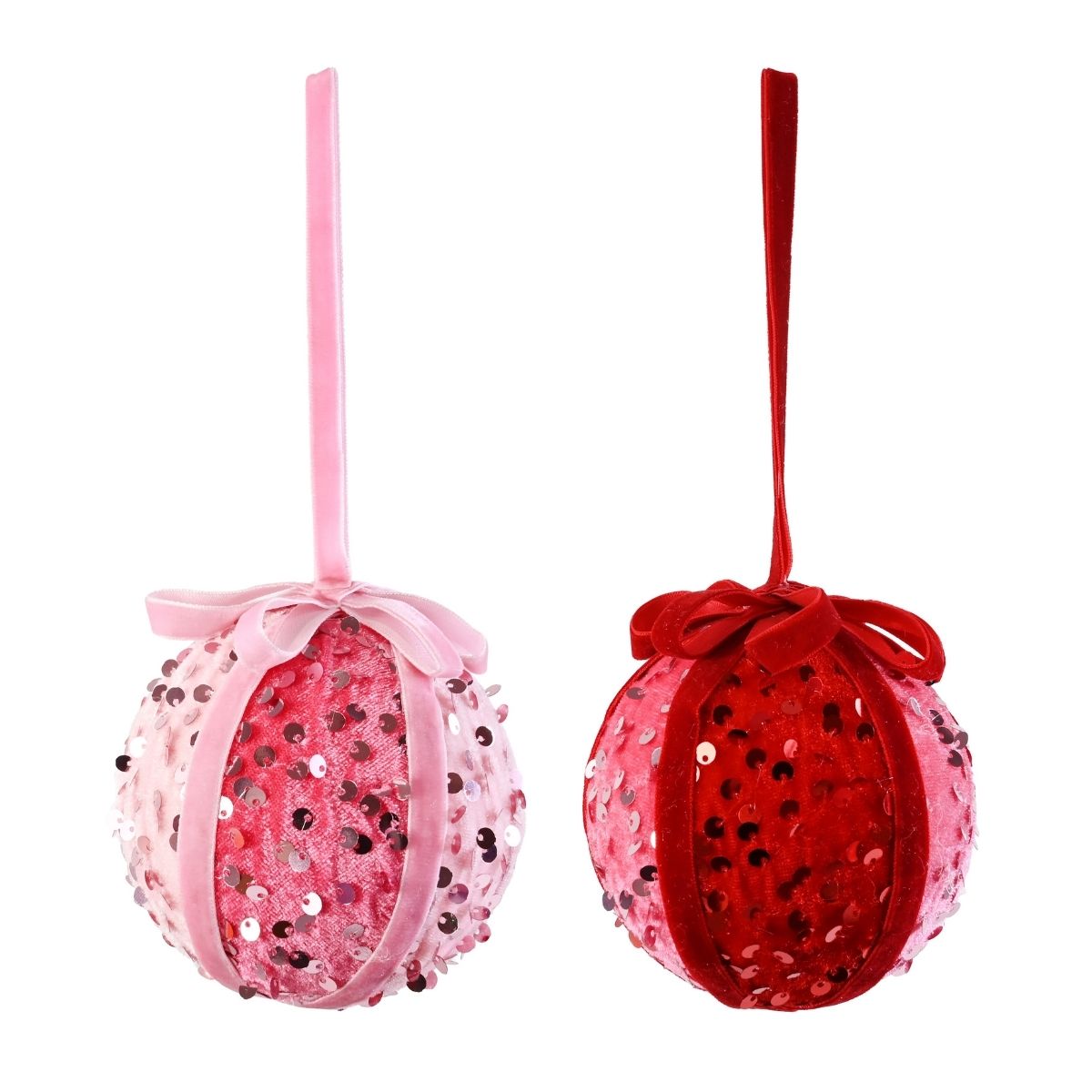 Christmas Velvet Ribbon Bauble 10cm Assorted