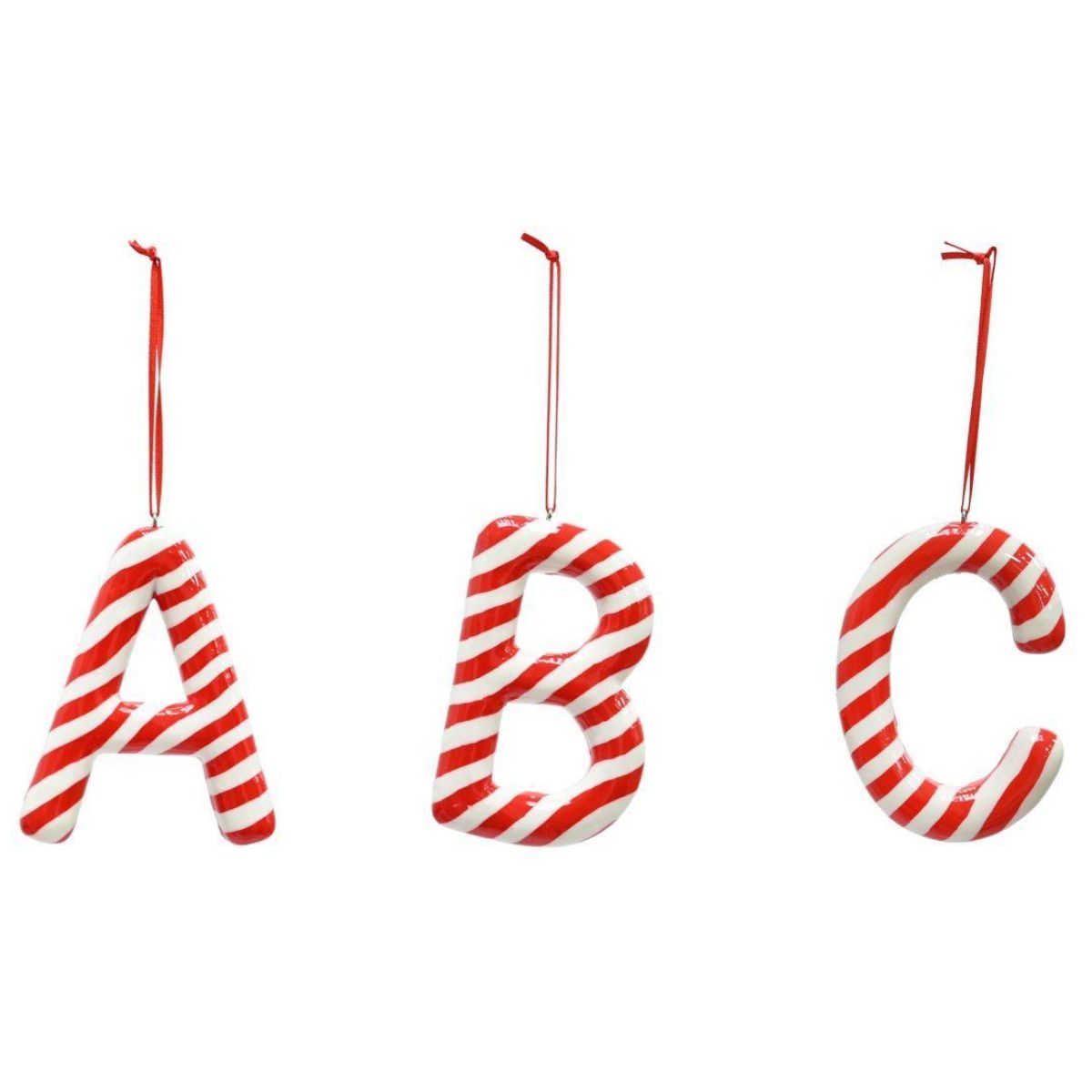 Christmas Hanging Candy Cane Alphabet 10cm Assorted - Candy Cane Lane Christmas decoration