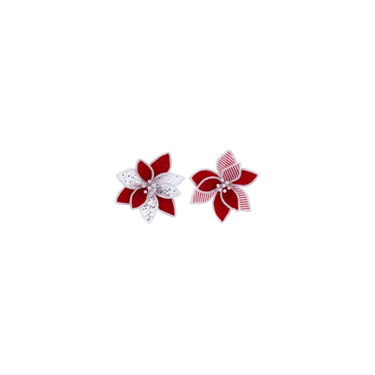 Christmas Candycane Poinsettia Clip Assorted