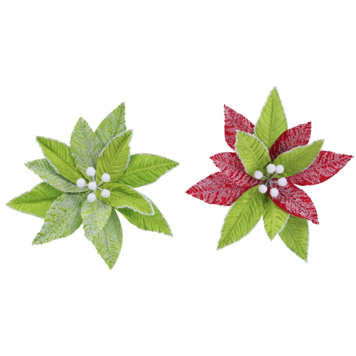 Christmas Mean Green Snowy Poinsettia Clip Assorted Christmas decoration
