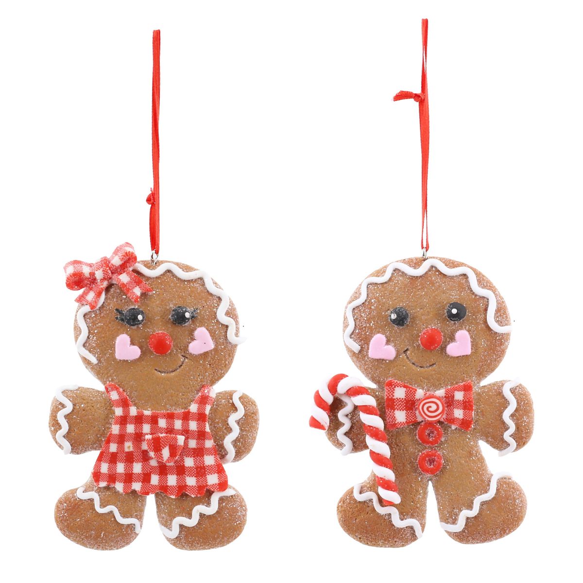 Christmas Hanging Gingham Gingerbread 11cm Assorted