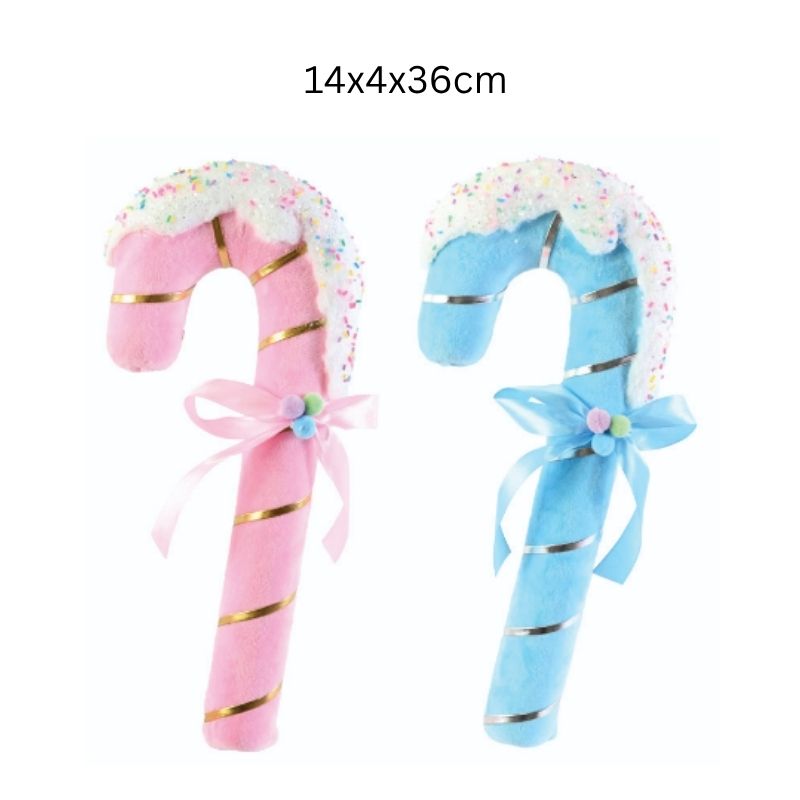 Hanging Velvet Candycane 36cm Assorted