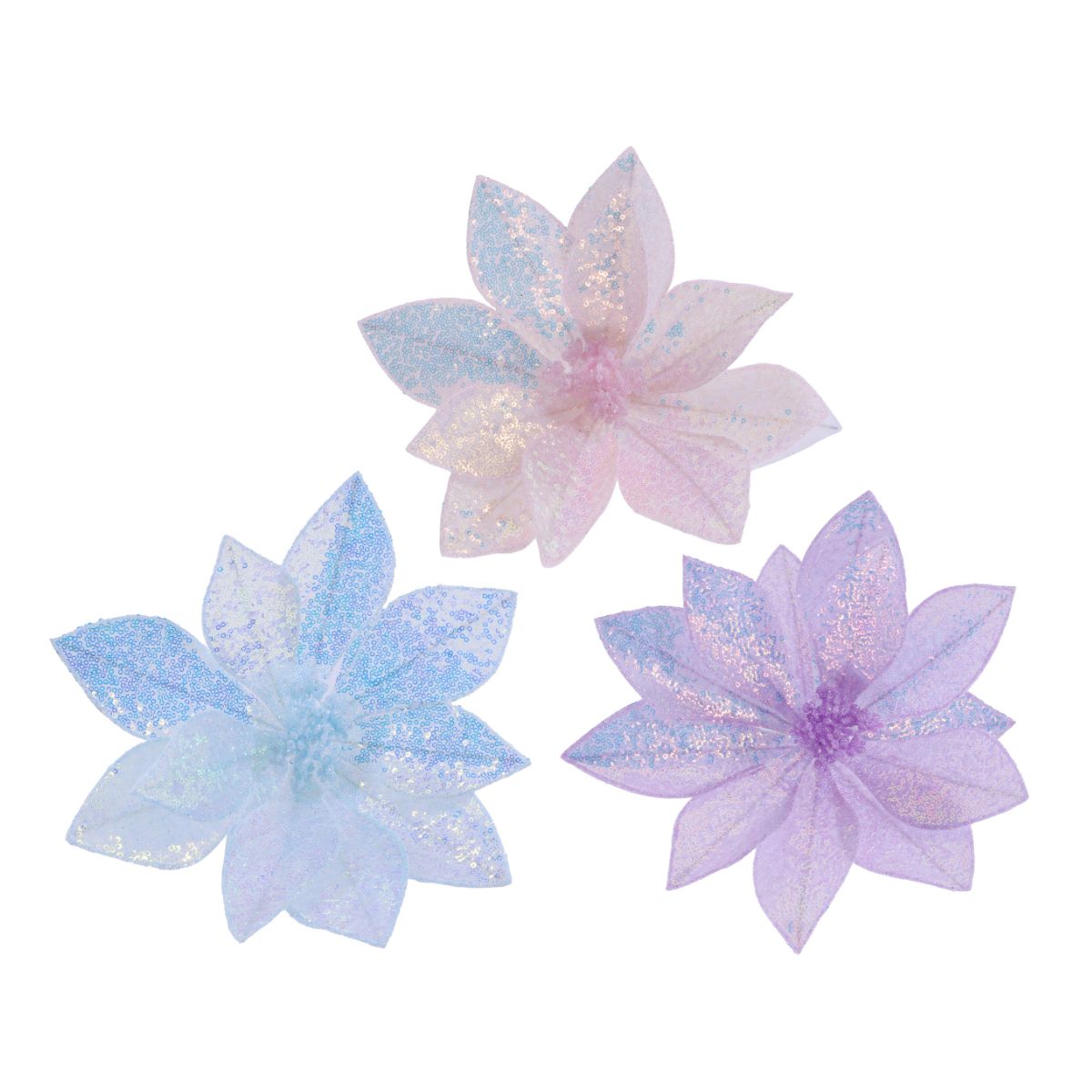 Christmas Iridescent Mermaid Poinsettia Clip Assorted