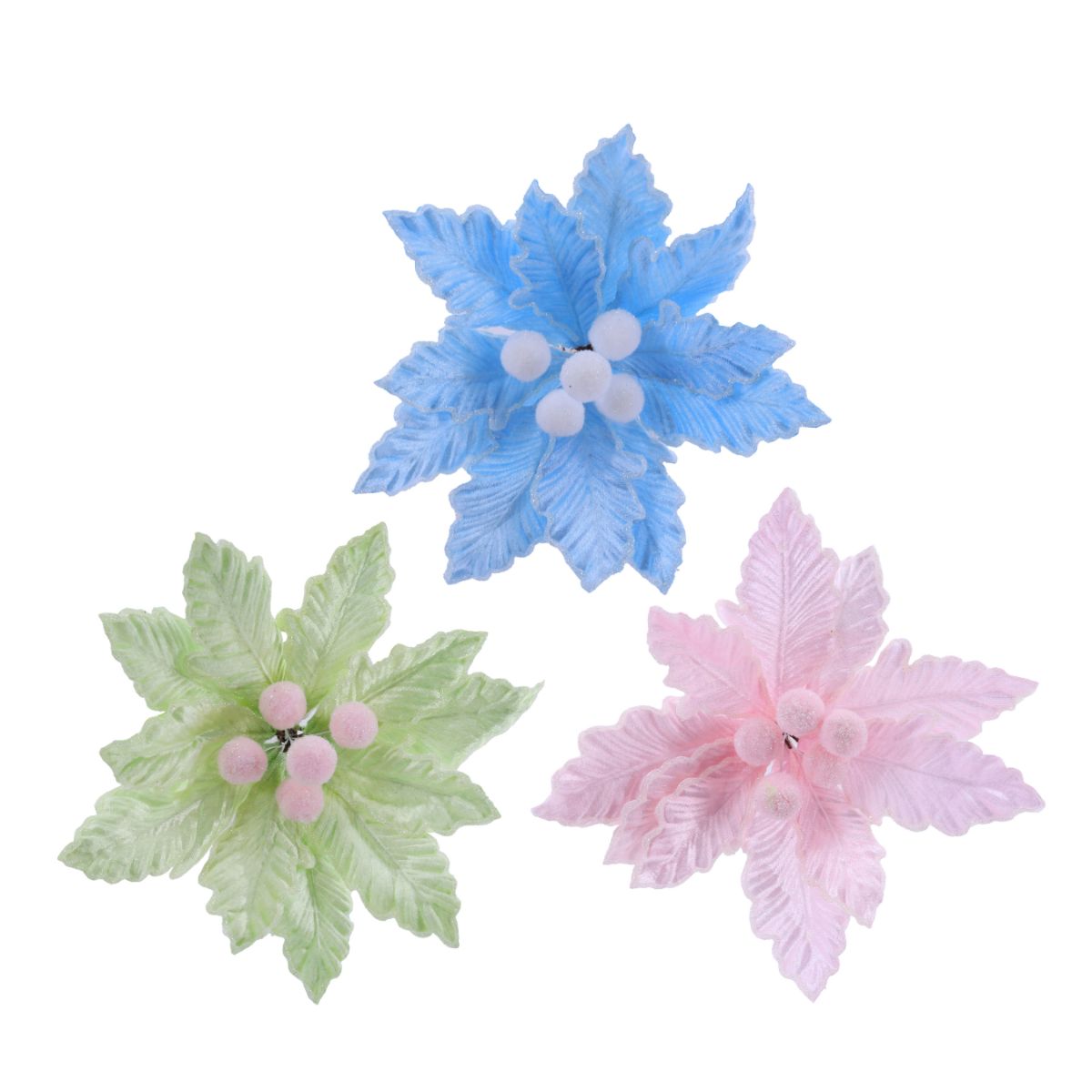 Christmas Marshmellow Poinsettia Clip Assorted