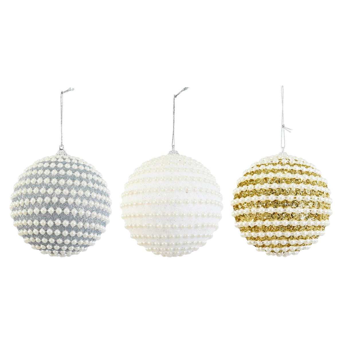 Christmas Pearl Glitter Bauble 10cm Assorted