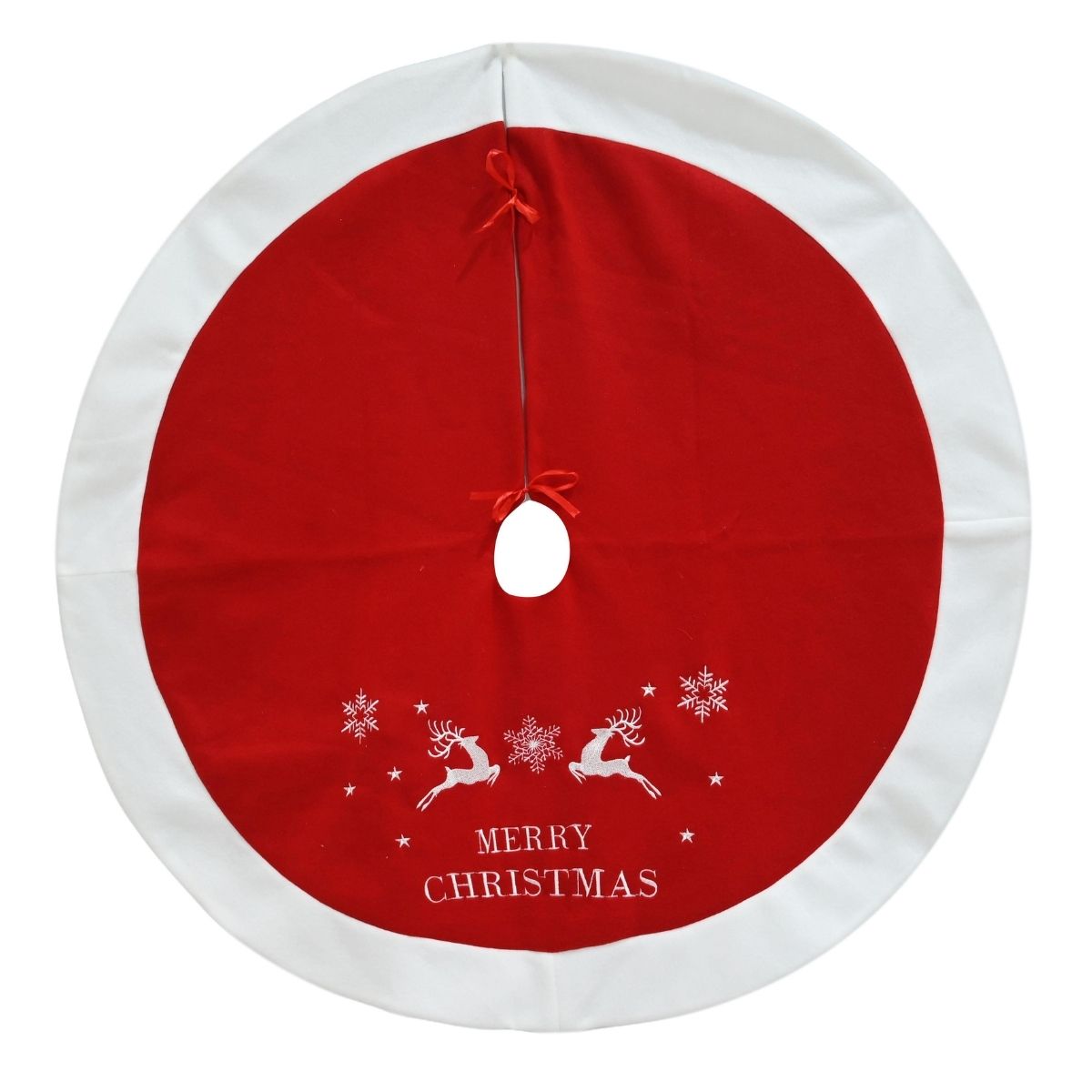 Christmas Tree Skirt Reindeer Scene 100cm