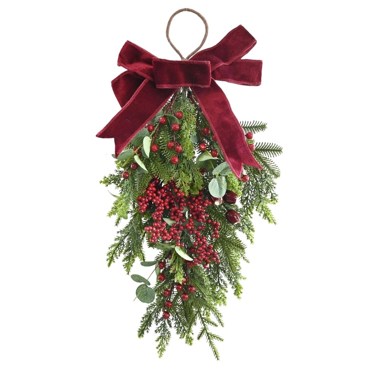 Christmas Mixed Foliage Berry Hanger Burgundy Christmas decoration