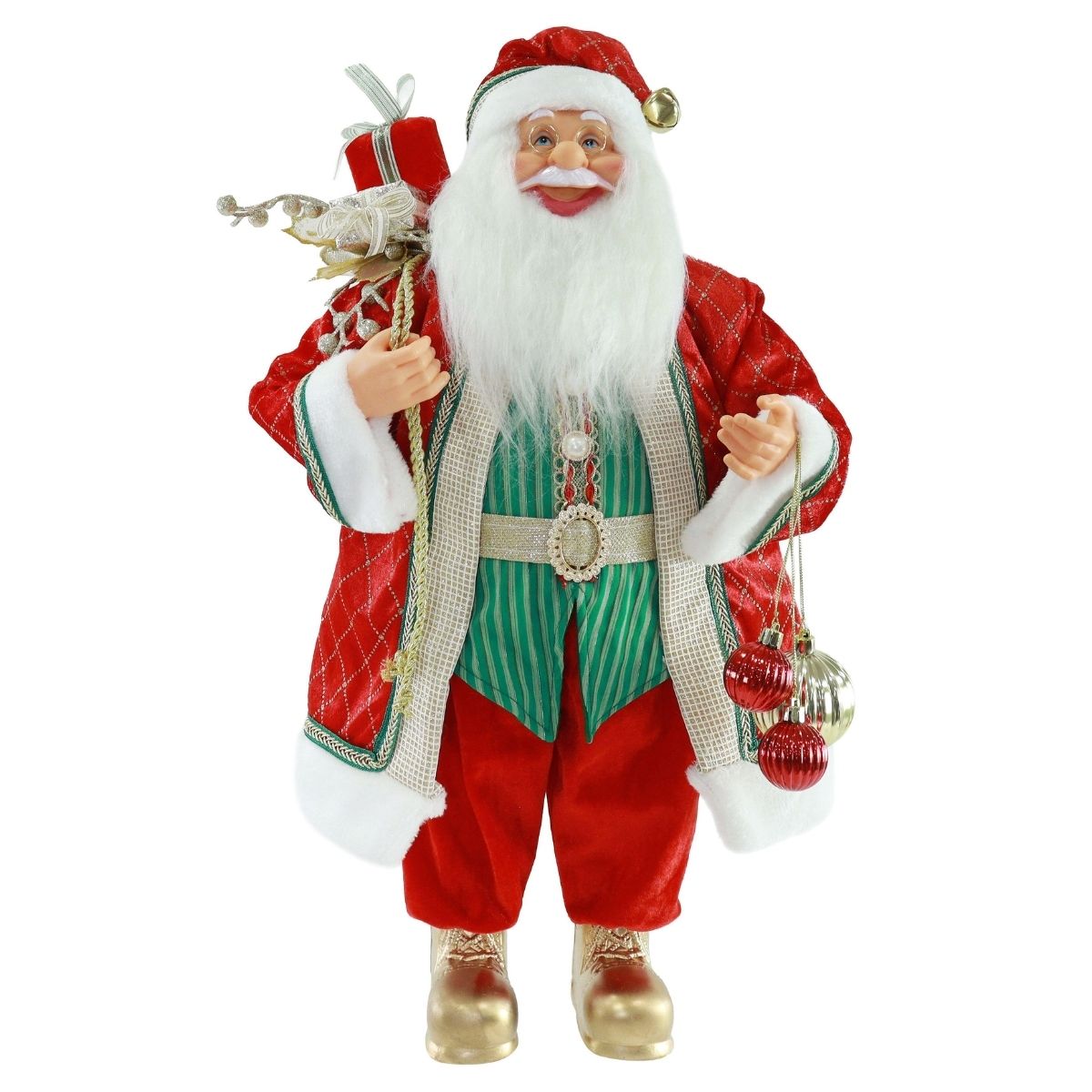 Christmas Santa Golden Boots Striped Waistcoast 60cm - affordable Christmas decoration NZ