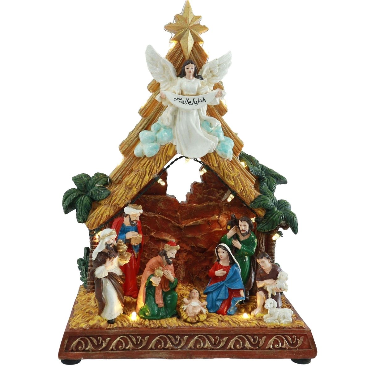 Christmas Resin Nativity Scene Deluxe Flashing - affordable Christmas decoration NZ