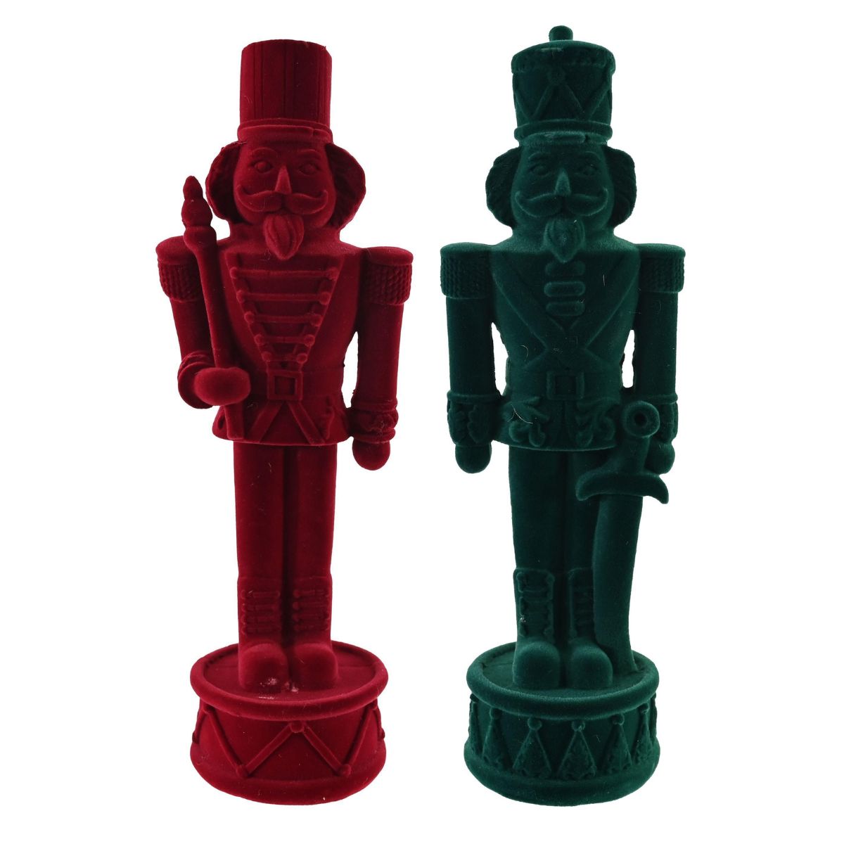 Flocked Nutcracker Soldier 24cm Asst - Woodland Velvet Christmas decoration