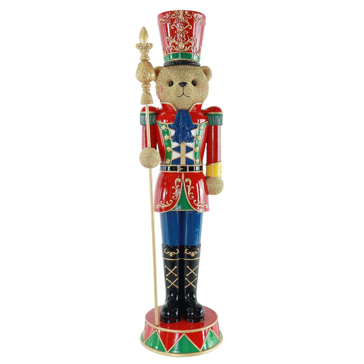 Christmas Resin Teddy Bear Soldier 46cm - affordable Luxe Heritage Christmas decoration NZ