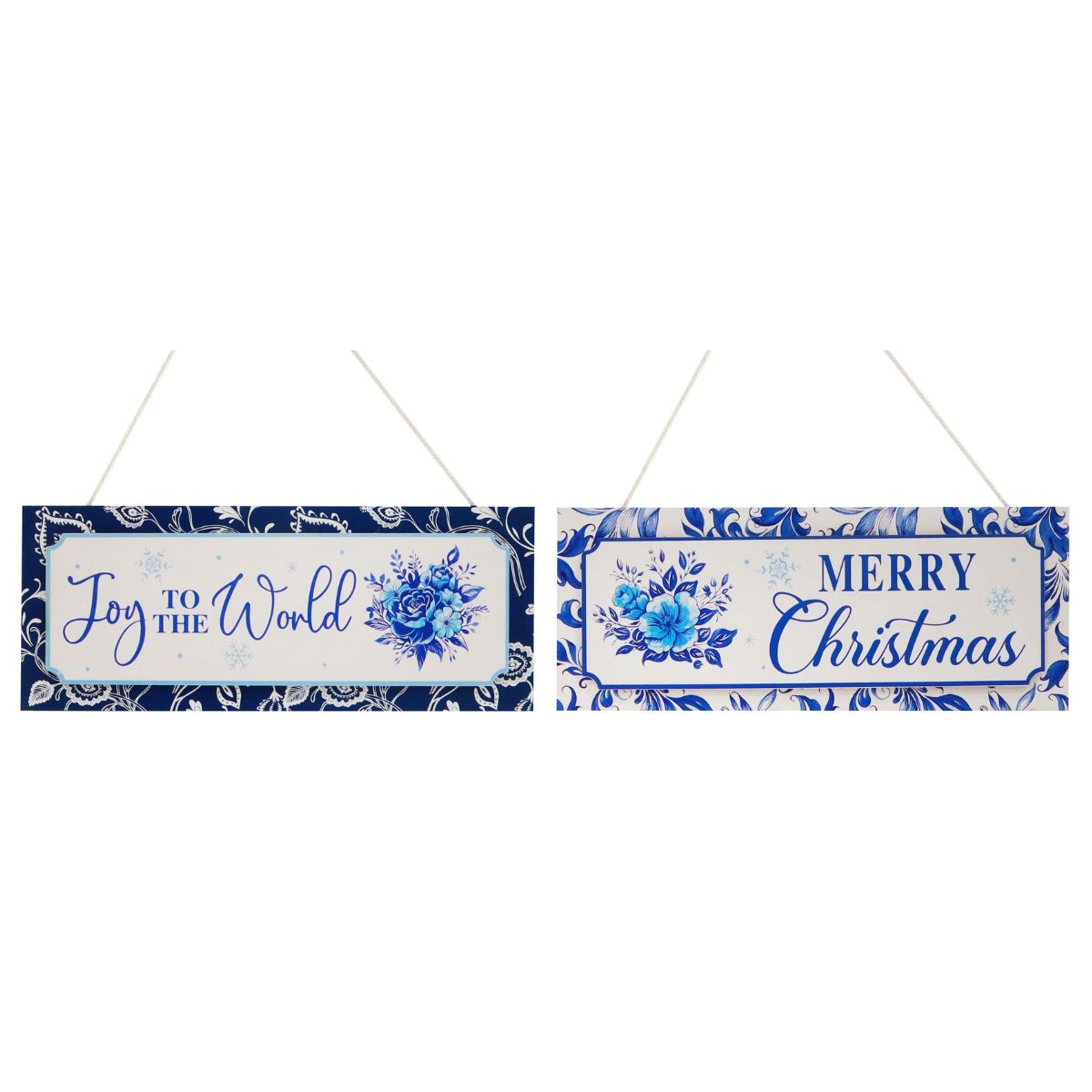 Christmas Hanging Sign Blue Floral Assorted Christmas decoration product image