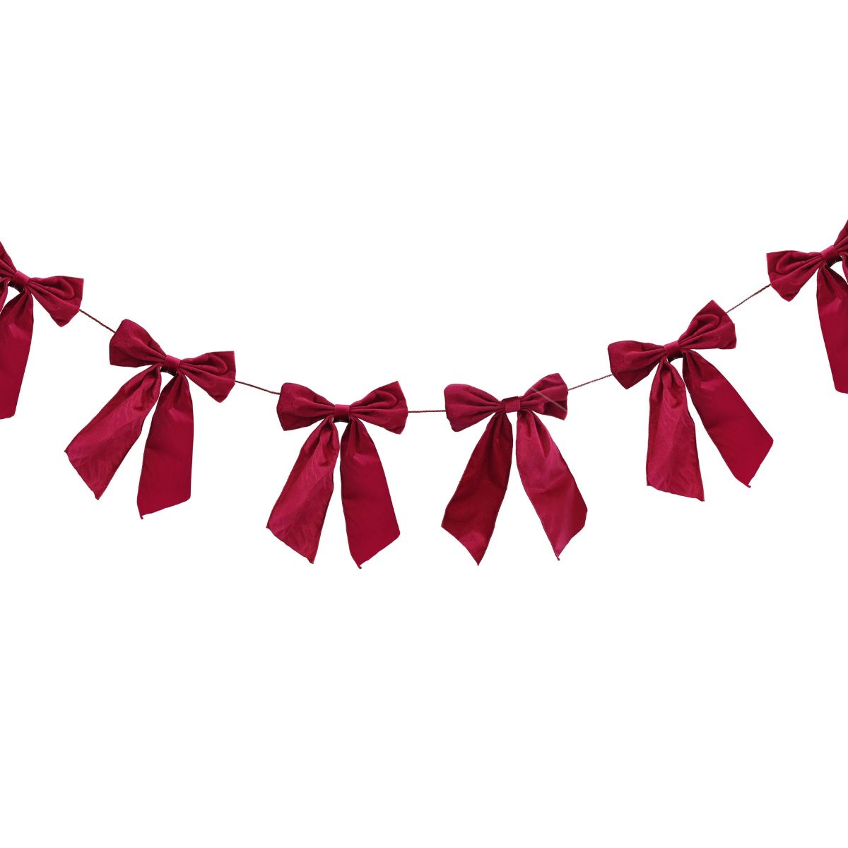 Velveteen Bow Garland Burgundy 1.5m - Woodland Velvet Christmas decoration