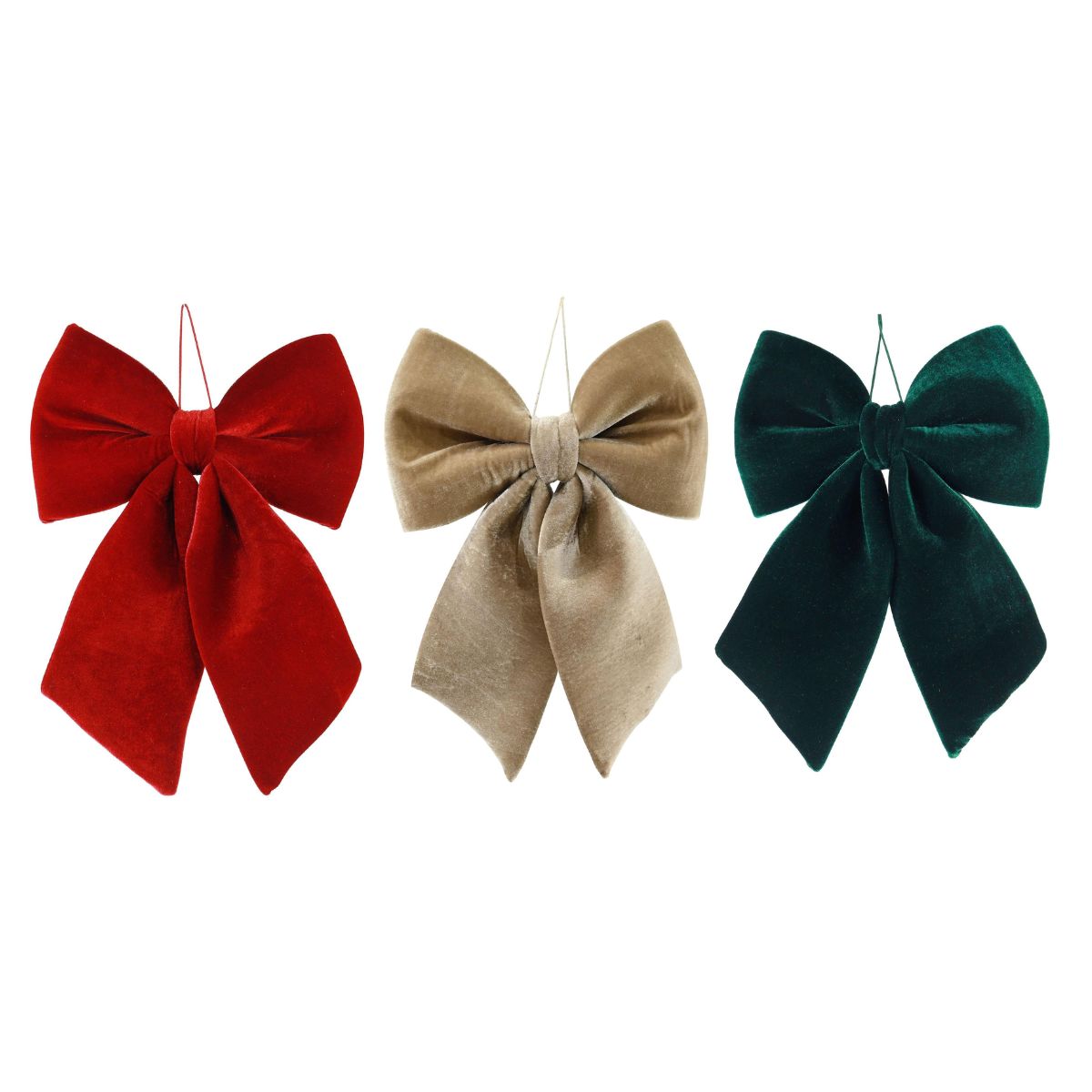 Luxe Velvet Hanging Bow Asst - Woodland Velvet Christmas decoration